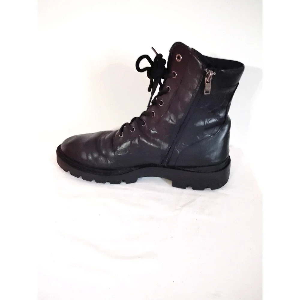 Coach Citysole Tactical Black Leather Lace Up Side Zip Combat Boot Men 11.5D EUC